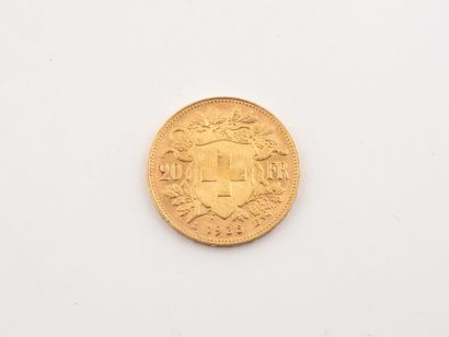 SUISSE 
One 20 franc gold coin 1935.
Net...