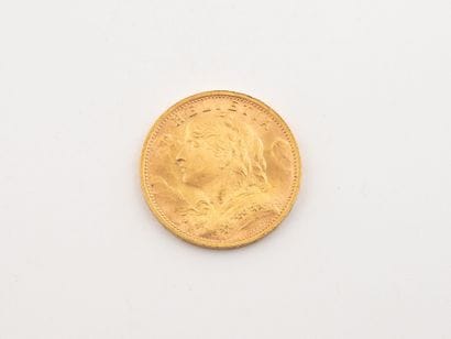 SUISSE 
One 20 franc gold coin 1935.
Net...