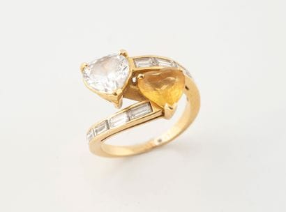 Bague Toi et Moi en or jaune (750), les deux...