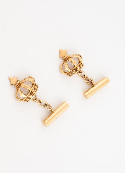 Paire de boutons de manchette en or jaune...