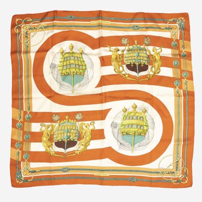 HERMES
Châteaux d'arrière' printed silk twill...