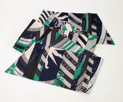 HERMES
Large printed silk twill scarf, decorated...