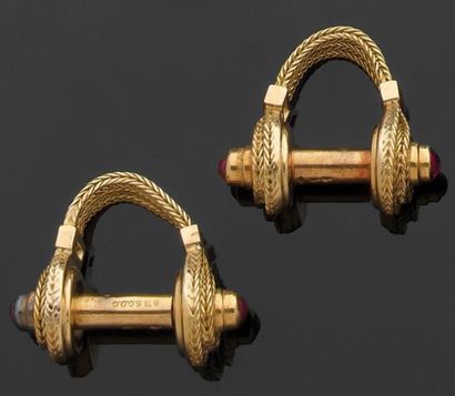 Paire de boutons de manchettes en or jaune,...