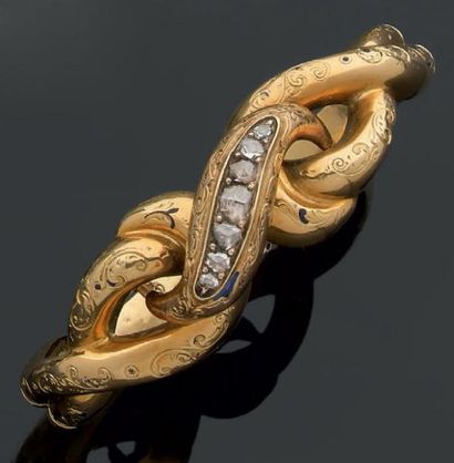 Bracelet rigide, ouvrant, en or jaune creux...