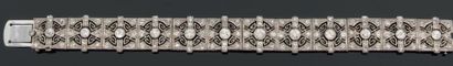 Bracelet ruban articulé en or blanc 585 millièmes...