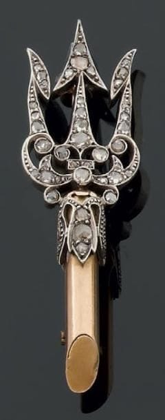 Broche de revers en or jaune et argent en...
