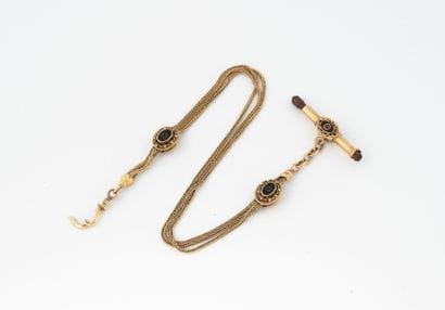Yellow gold (750) watch chain with three...