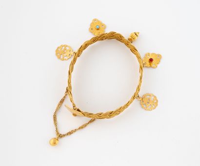 Bracelet jonc ouvrant en or jaune (750) à...