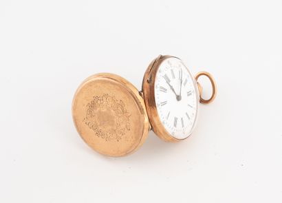 Pink gold (750) collar watch with guilloché...