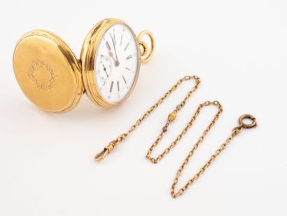 Yellow gold (750) gousset watch with flowery...