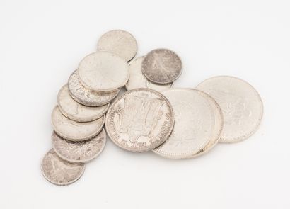 FRANCE, 
Lot of 13 20th century silver coins...