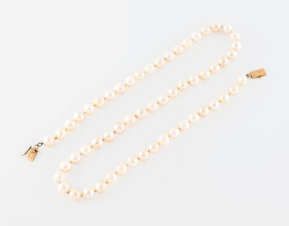 Collier ras de cou orné de perles de culture...