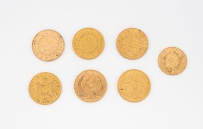 FRANCE,
Lot de sept pièces en or comprenant...