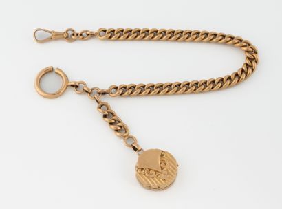 Yellow gold (750) watch chain with gourmette...