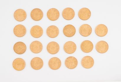 SUISSE
Lot de 22 pièces de 20 francs suisses...