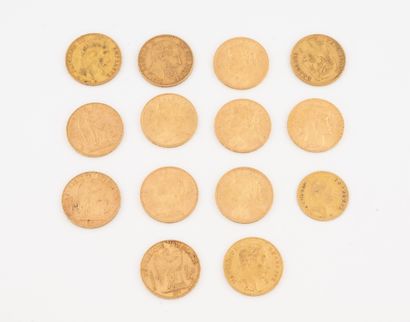 FRANCE, SUISSE, BELGIQUE
Gold coin lot including...