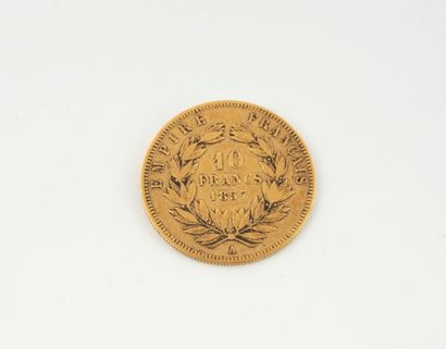 FRANCE
A 10 franc yellow gold coin with a...