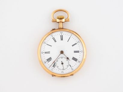 Yellow gold (750) gousset watch with plain...