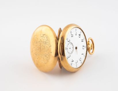 Pocket watch in yellow gold (750). Back cover...