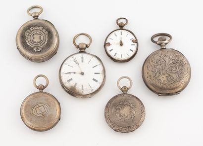 Lot of six silver gousset watches (800),...