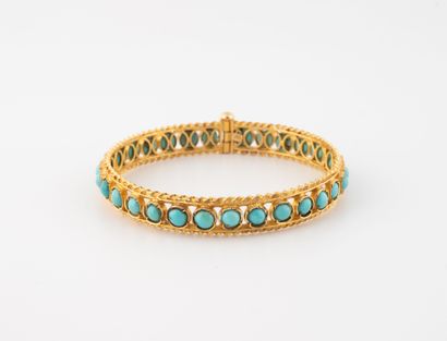 Bracelet en or jaune (750) ajouré pavé de...