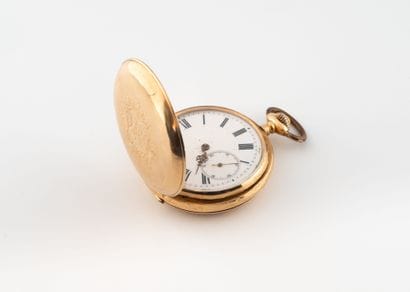 Pocket watch in pink gold (585), engraved...