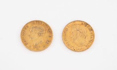 FRANCE - ITALIE
2 gold coins, including :
-...