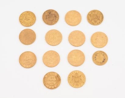FRANCE, SUISSE, BELGIQUE
Gold coin lot including...