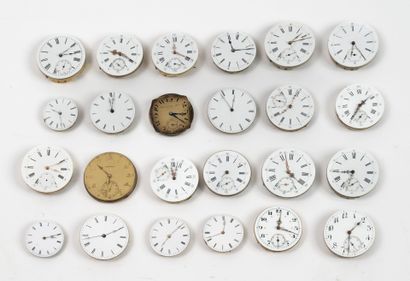 Large lot of pocket watch parts (enameled...