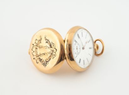 Yellow gold (750) gousset watch with 