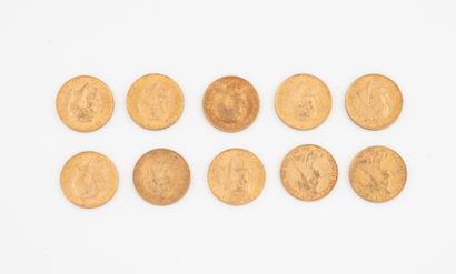 ANGLETERRE
Lot de 10 souverains or, dont...