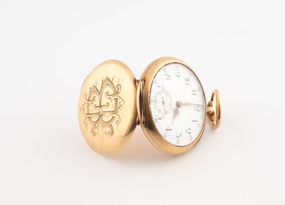 Yellow gold (750) gousset watch with numerals...