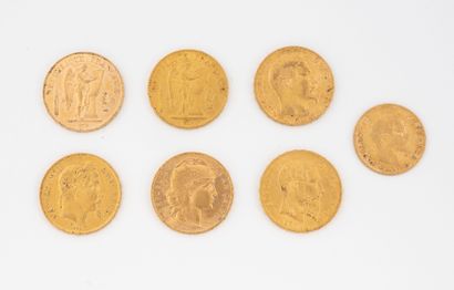 FRANCE,
Lot de sept pièces en or comprenant...