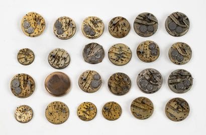 Large lot of pocket watch parts (enameled...