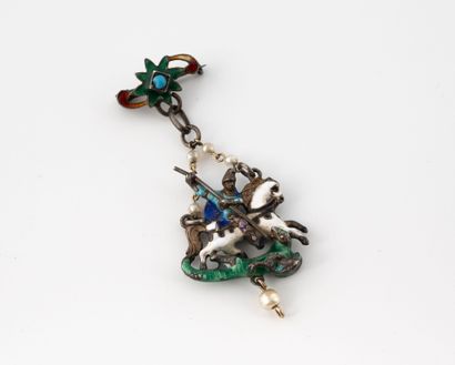 Pendant brooch depicting Saint George slaying...