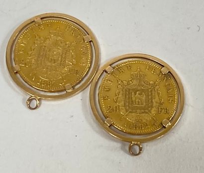 Lot of two 20 franc gold Napoléon III Tête...