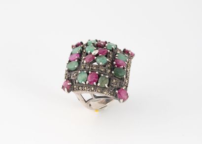 Important diamond-shaped silver ring (min.800)...