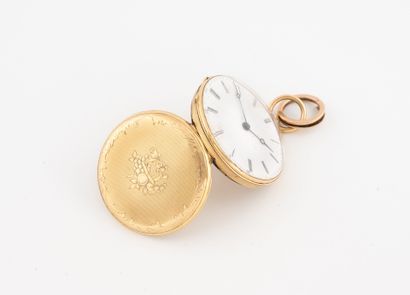 Yellow gold (750) collar watch with guilloché...
