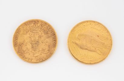 ETATS UNIS
Deux pièces en or de 20 dollars...