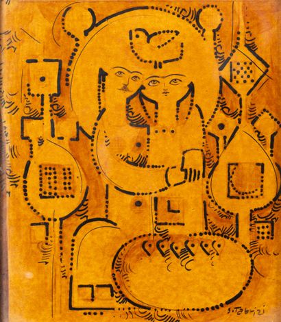 Sadegh TABRIZI (1939-2017)
Le couple.
Encre...