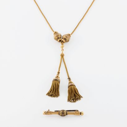 Yellow gold (750) palm link necklace with...