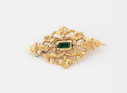 Yellow gold (750) diamond-shaped openwork...