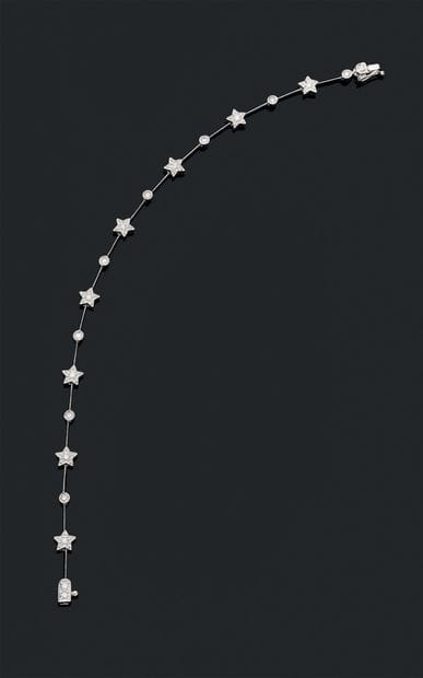 Délicat bracelet ligne en or gris (750) en...