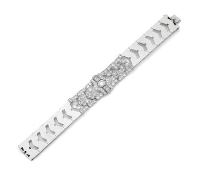 Bracelet ruban en or gris (750) à maillons...