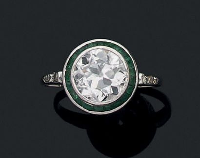 Bague en platine (950) ornée d'un diamant...