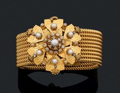 Large bracelet ruban en or jaune (750) à...