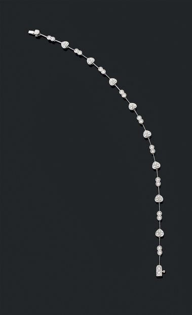 Délicat bracelet ligne en or gris (750) en...