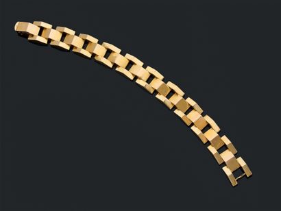 Bracelet type Tank en or jaune (750) formé...