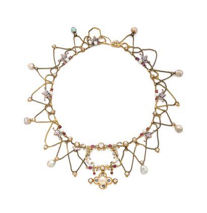 Beau collier en or jaune (750) composé de...