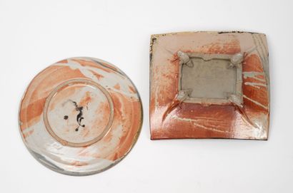 Plate and platter, 1991 and 1993.
Enameled...